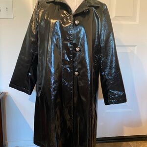 Jane Post Shiny Black Trench Coat